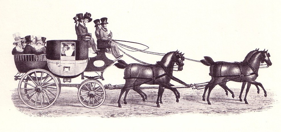 Postkutsche, um 1840
(Quelle: Kalenderblatt)